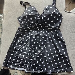 Torrid Black and White Polka Dot Swimsuit